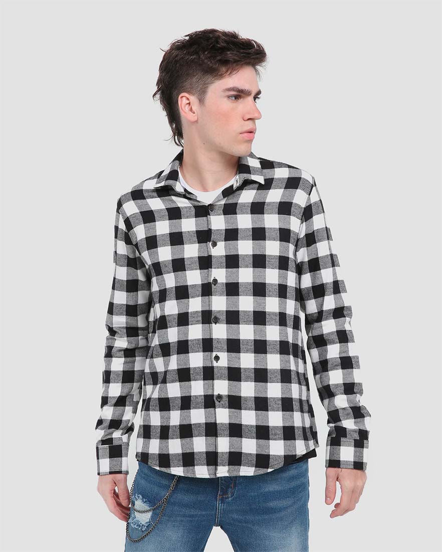 Camisa Xadrez Flanela Preto Branco